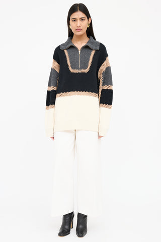 Chloé Panelled Half Zip Sweater