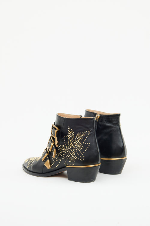 Chloé Black & Gold Susanna Studded Boots