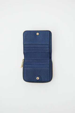 Chloé Navy Leather Drew Compact Wallet