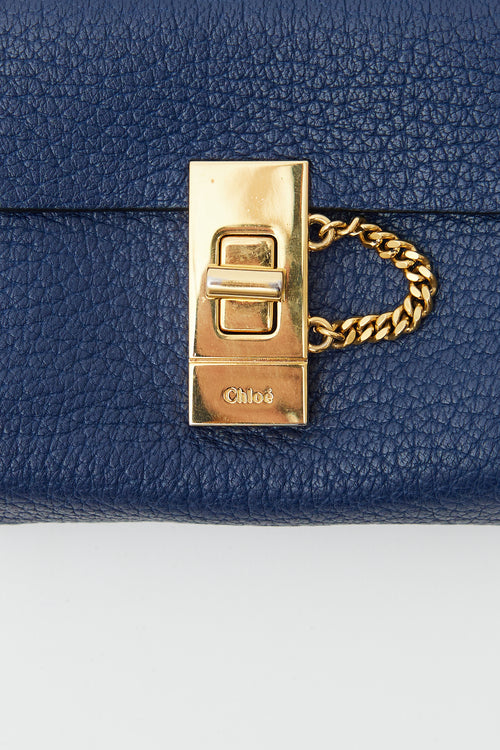 Chloé Navy Leather Drew Compact Wallet