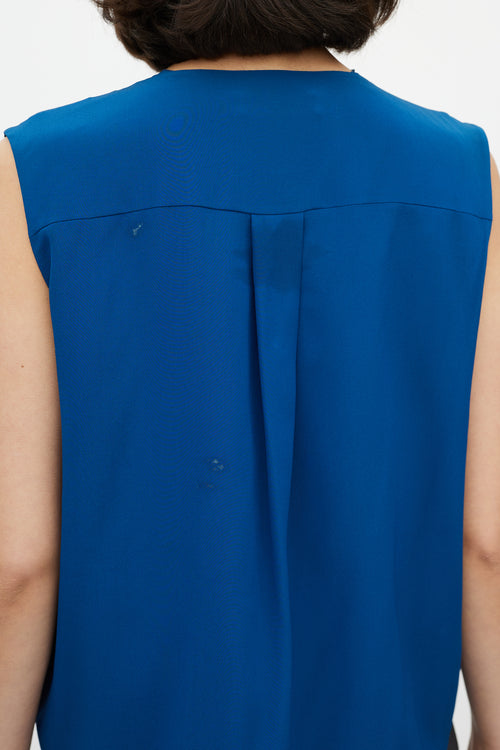 Chloé Blue V-neck Pleated Top