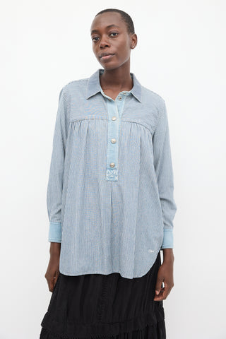 Chloé Blue & White Striped Chambray Shirt