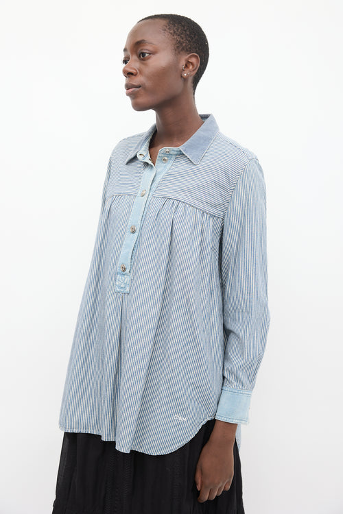 Chloé Blue & White Striped Chambray Shirt