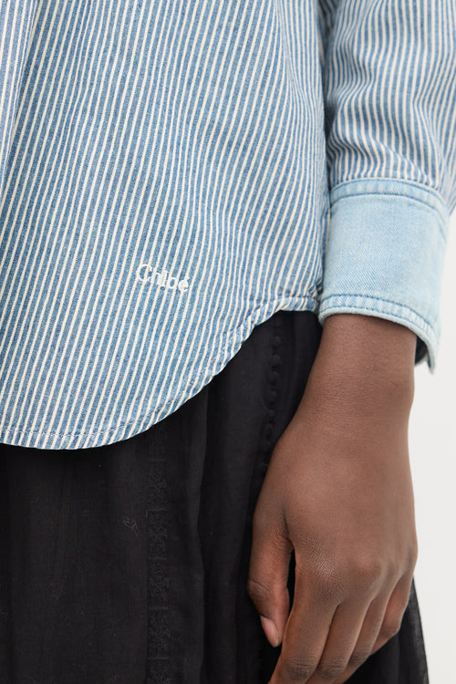 Chloé Blue & White Striped Chambray Shirt