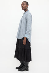 Chloé Blue & White Striped Chambray Shirt