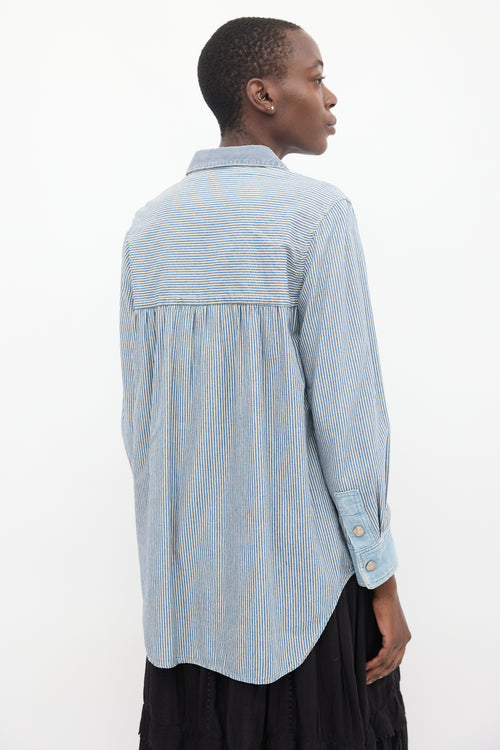 Chloé Blue & White Striped Chambray Shirt