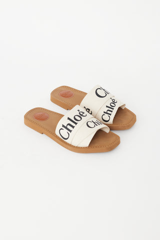 Chloé Beige & Brown Woody Flat Slide
