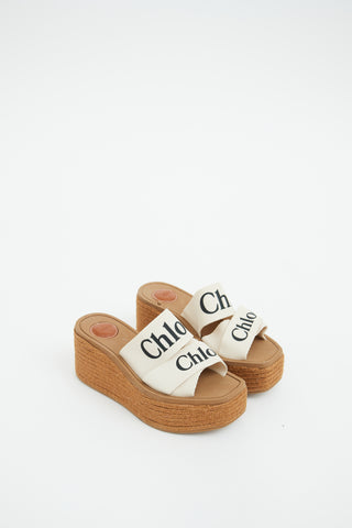 Chloe Brown & Cream Epsadrille Woody Platform Sandal