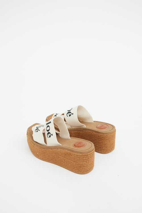 Chloe Brown & Cream Epsadrille Woody Platform Sandal