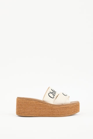 Chloé Brown & Cream Woody Espadrille Sandal