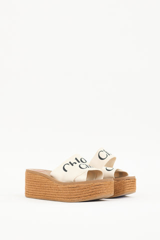 Chloé Brown & Cream Woody Espadrille Sandal