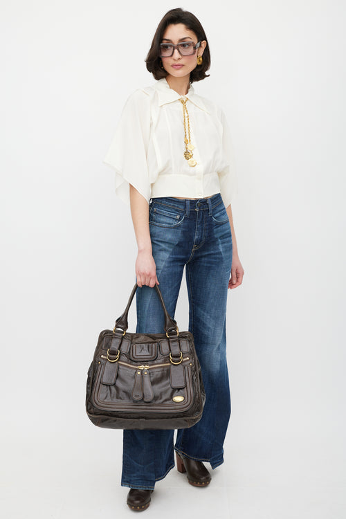 Chloé Brown & Gold Leather Bay Bag