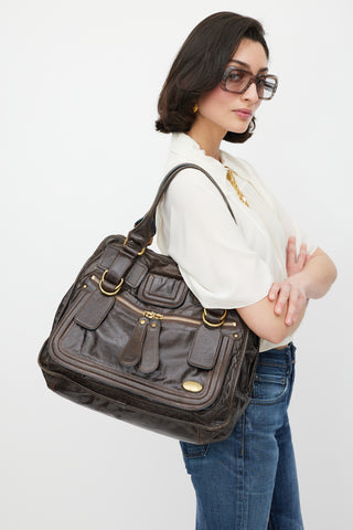 Chloé Brown & Gold Leather Bay Bag