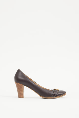 Chloé Brown & Gold Leather Pump