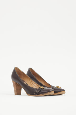 Chloé Brown & Gold Leather Pump