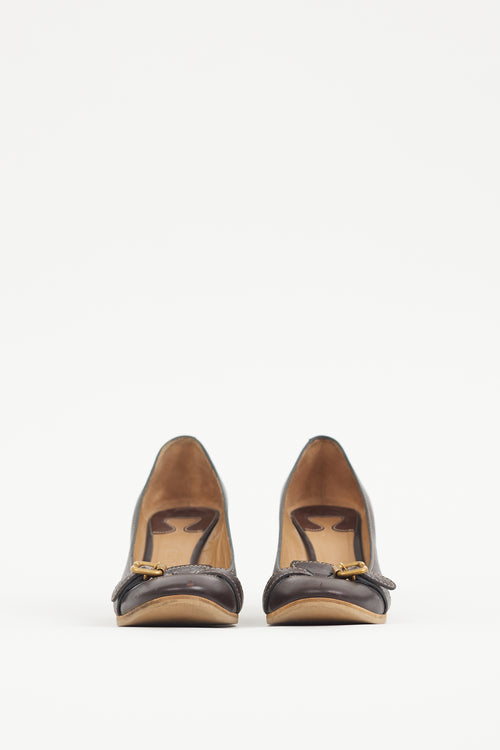 Chloé Brown & Gold Leather Pump