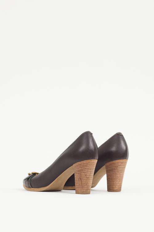 Chloé Brown & Gold Leather Pump