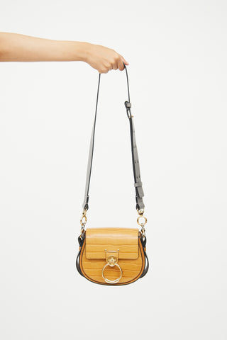 Chloé Brown & Grey Embossed Tess Crossbody Bag