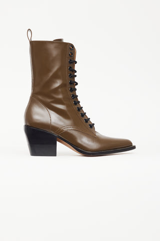 Chloé Brown Lace Up Pointed Toe Boot