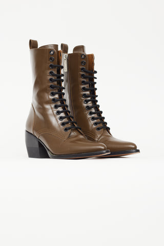 Chloé Brown Lace Up Pointed Toe Boot