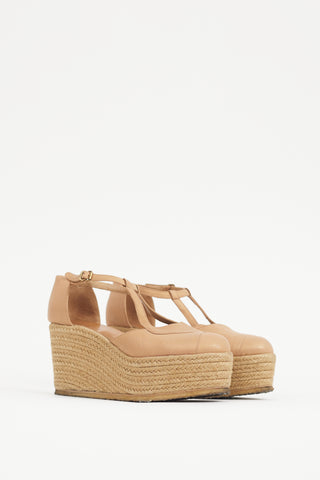 Chloé Brown Leather Espadrille Wedge