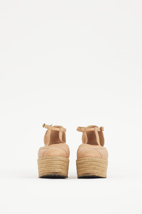 Chloé Brown Leather Espadrille Wedge