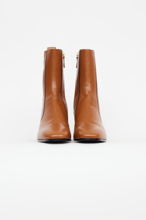 Chloé Brown Leather Goldee Ankle Boot