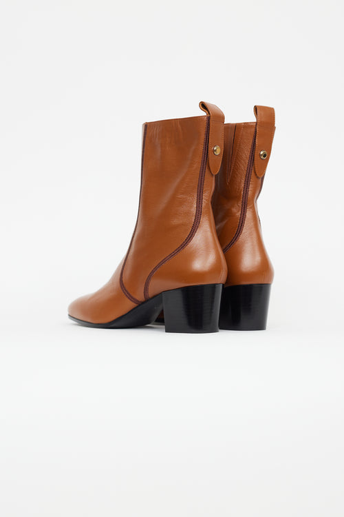 Chloé Brown Leather Goldee Ankle Boot
