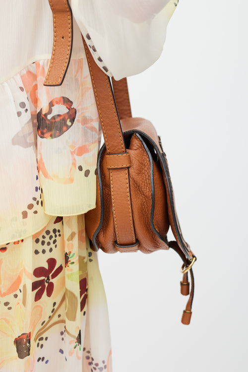 Chloé Brown Leather Mini Marcie Crossbody Bag