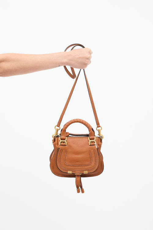 Chloé Brown Leather Mini Marcie Double Carry Bag