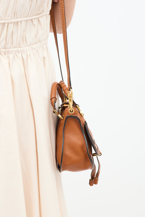 Chloé Brown Leather Mini Marcie Double Carry Bag