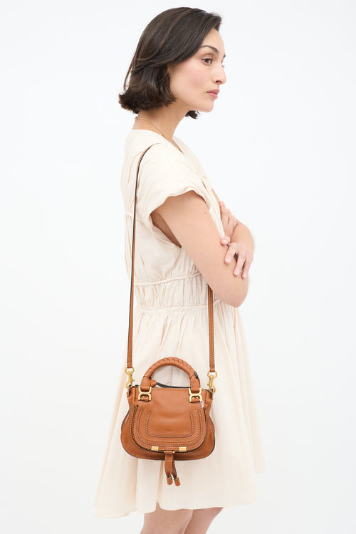 Chloé Brown Leather Mini Marcie Double Carry Bag