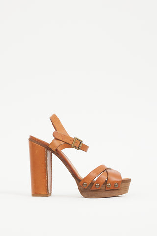 Chloé Brown Leather Platform Sandal
