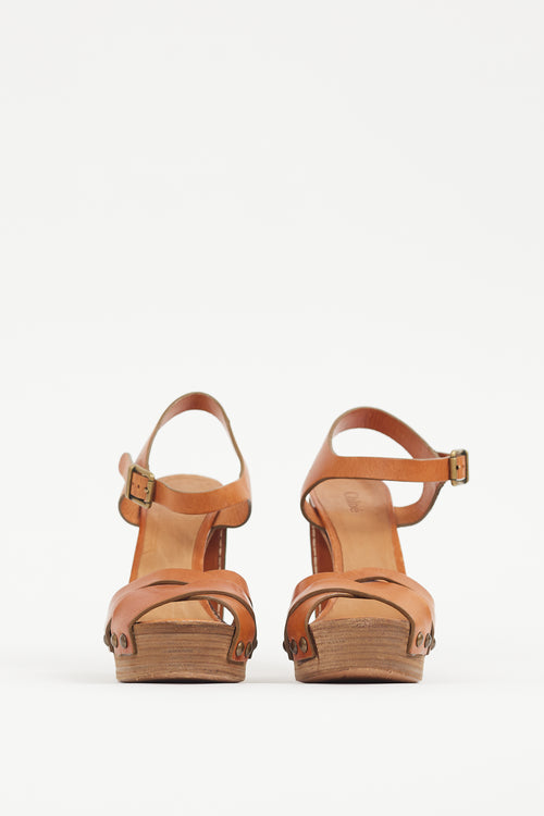 Chloé Brown Leather Platform Sandal