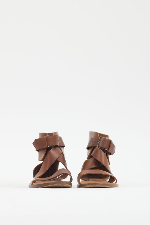 Chloé Brown Leather Strappy Sandal