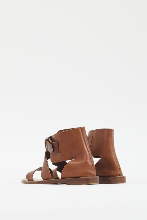 Chloé Brown Leather Strappy Sandal