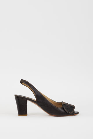Chloé Brown Leather Slingback Heel