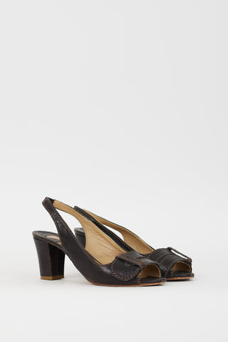 Chloé Brown Leather Slingback Heel