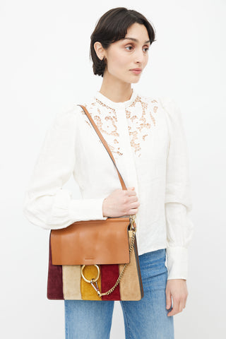 Chloé Multicolour Leather & Suede Patchwork Faye Crossbody Bag