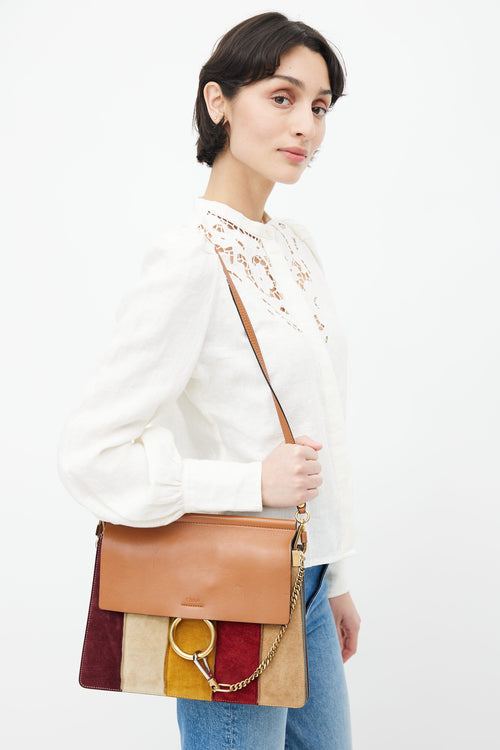 Chloé Multicolour Leather & Suede Patchwork Faye Crossbody Bag