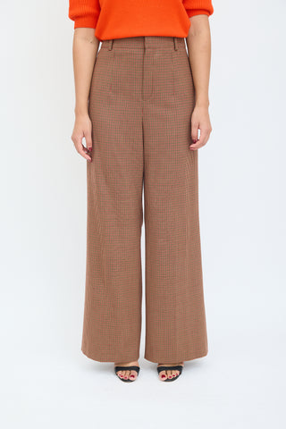 Chloé Brown & Multicolour Houndstooth Trouser