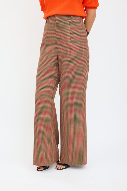 Chloé Brown & Multicolour Houndstooth Trouser