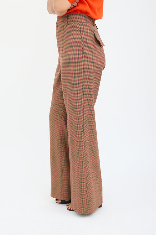 Chloé Brown & Multicolour Houndstooth Trouser