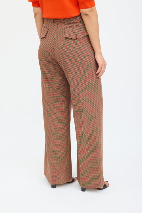 Chloé Brown & Multicolour Houndstooth Trouser