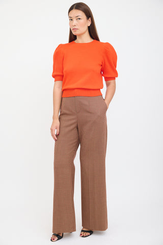 Chloé Brown & Multicolour Houndstooth Trouser