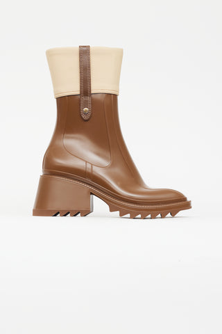Chloé Brown Rubber & Canvas Betty Boot