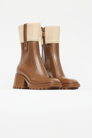 Chloé Brown Rubber & Canvas Betty Boot