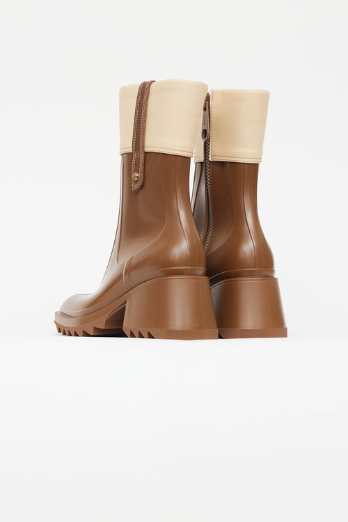 Chloé Brown Rubber & Canvas Betty Boot