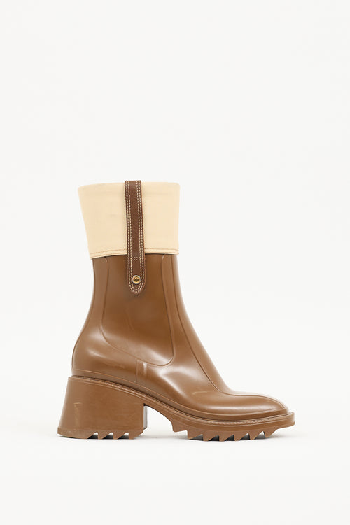 Chloé Brown Rubber & Canvas Betty Boot