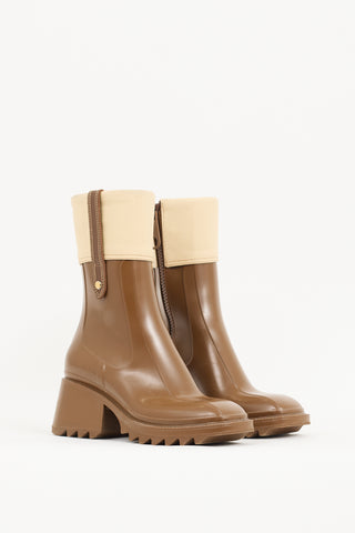 Chloé Brown Rubber & Canvas Betty Boot